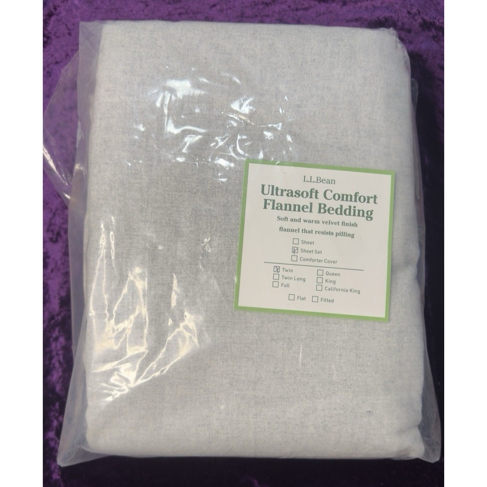 LL Bean Sheet Set Ultra Soft Comfort Flannel TWIN Heather Gray 100% Cotton